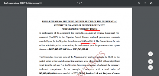 Screenshot of the press release announcing the report