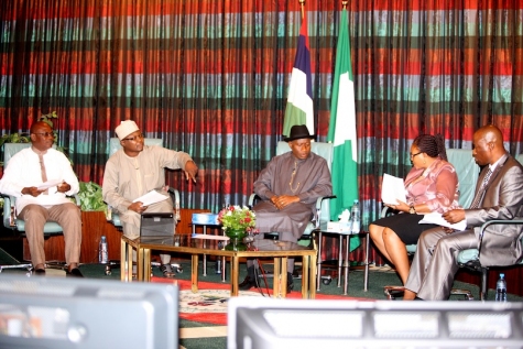 President Jonathan during the media chat  [Photo:saharareporters.com]