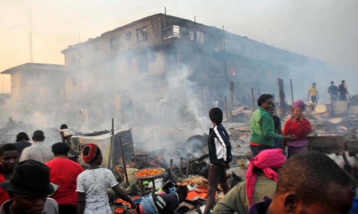 FILE PHOTO: Mile 1 Market in Port Harcourt on Fire