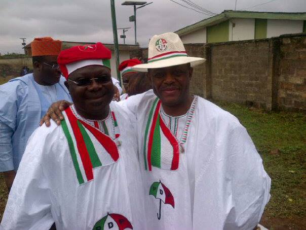 FILE PHOTO: Iyiola Omisore and former Minister Femi Fani-Kayode during the Osun PDP Governorship primaries in Osogbo.