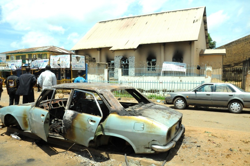 scene of violent attack at Jos city centre in Plateau used to illustrate the story
