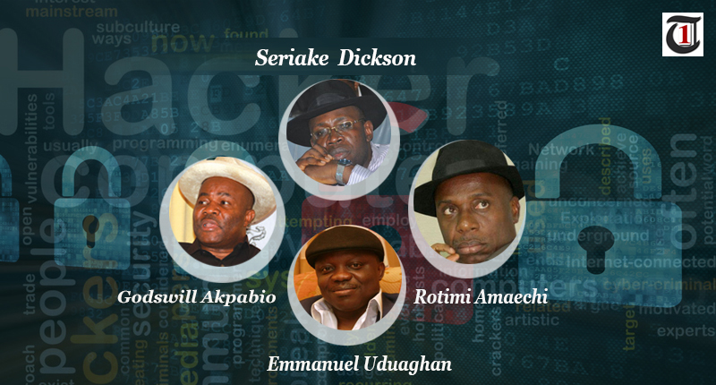 Seriake Dickson, Godswill Akpabio, Emmanuel Uduaghan, and Rotimi Amaechi, some Nigerian governors hacking telephones.