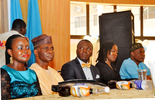 R-L: Dr Adeleke Ipaye, Senior Special Assistant to Osun State Governor, representing the Governor Rauf Aregbesola; Molara Wood, Head Corporate Communications, Resort International Ltd, representing Dr Wale Babalakin; Mr Segun Adeleye, President/CEO World Stage Ltd and founder Segun Adeleye Foundation for Good Leadership in Africa (SAFFGLIA); Mr Joe Bankole, Head of Lagos Operations, News Agency of Nigeria representing Minister of Information and Culture, Alhaji Lai Mohammed and Mrs Tosin Adeleye, Trustee of SAFFGLIA at the launch of the foundation and a book, So Long Too Long Nigeria by Segun Adeleye at the Afe Babalola Hall, University of Lagos on Thursday, March 10, 2016