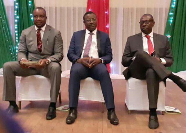 Three of the PDP Edo governorship aspirants, L-R: Iduoriyekemwen, Edebiri and Ize-Iyamu at a programme in Benin City.