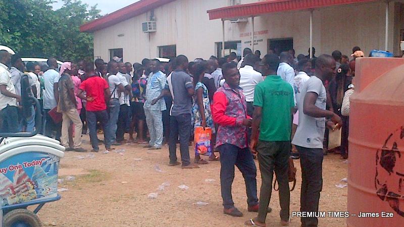 FILE PHOTO: Ebonyi indigenes thronged the government house in Abakaliki on Tuesday to obtain job creation forms.