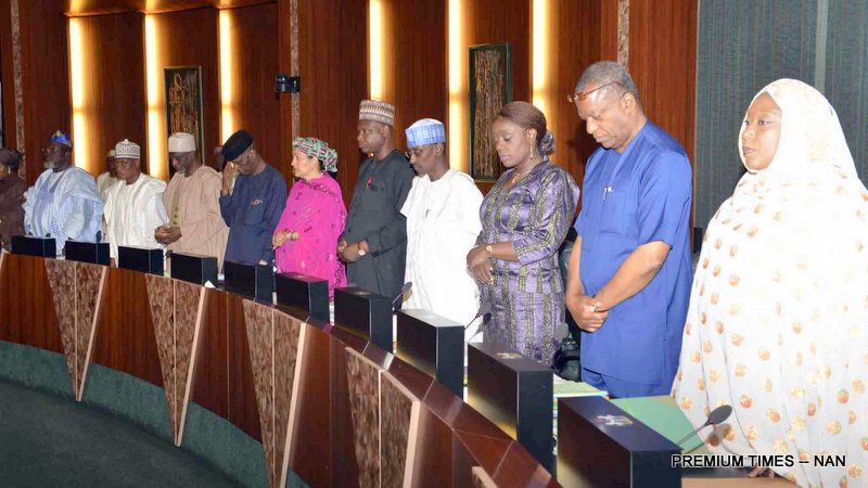 A cross-section of Ministers at the Federal Executive Council Meeting at the Presidential Villa