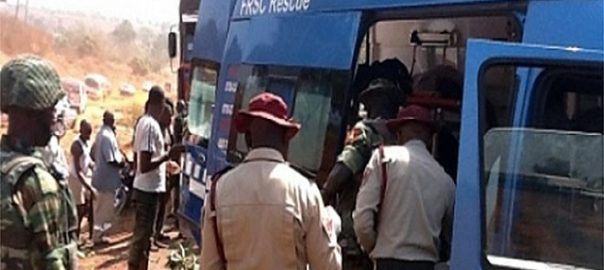 FILE PHOTO: FRSC officials at a scene of an accident