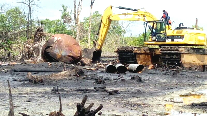 Destroyed illegal refinery