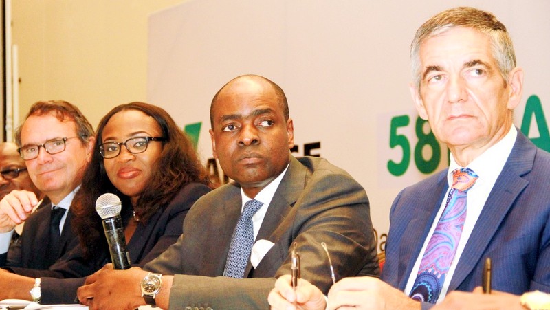 R-L: Michel Puchercos, CEO Lafarge Africa Plc; Mobolaji Balogun, Chairman; Uzoma Uja, Company Secretary and Guillame Roux, Vice Chairman, at the 58th annual general meeting of Lafarge Africa in Lagos