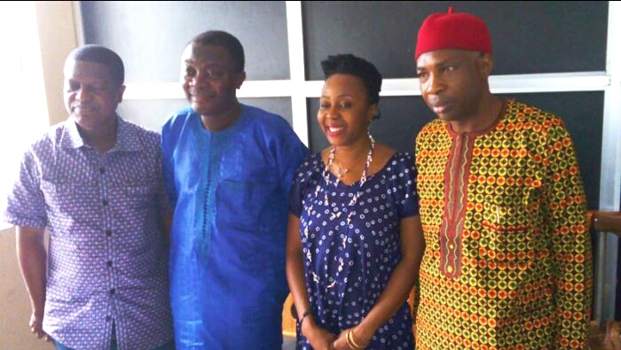 L-R, Wale Okediran, Kunle Ajibade, Obiageli Okigbo and Patrick Oguejiofor at the news briefing in Lagos on Monday