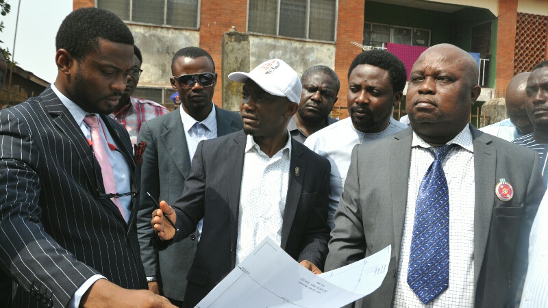 L-R: Edo State Commissioner for Physical Planning & Urban Development, Hon. Edorodion Oye Erimona; Chief of Staff to the Edo State Governor, Chief Taiwo Akerele; and Commissioner for Science and Technology, Hon. Emmanuel Agbale, during an inspection tour of the Benin Science and Technical College (BSTC), in Benin City.