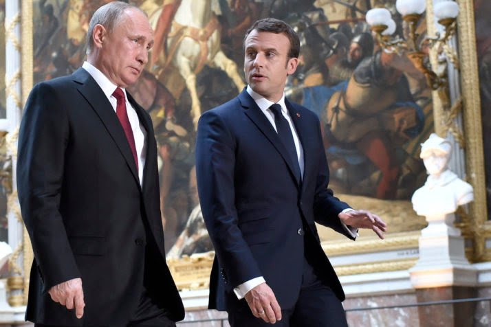 Russian President, Vladimir Putin and France President, Emmanuel Macron (Photo Credit: Politico Europe)