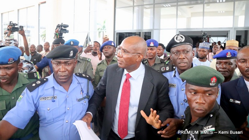 Senator Omo-Agege arrested by the Police (Photo taken by Kemi Busari, 18/04/2018)