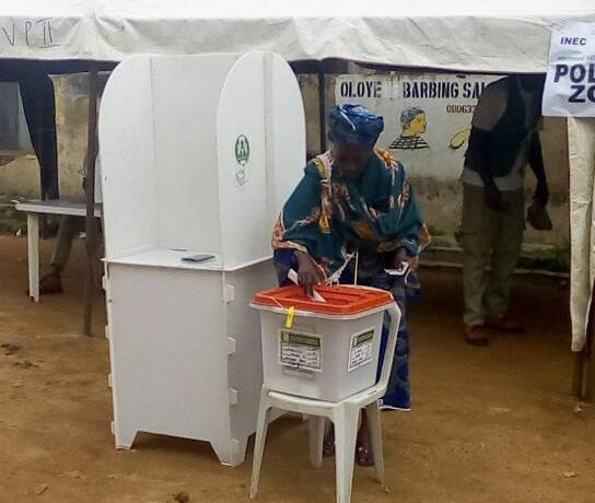 Voting commence in Oshogbo. Aged people allowed to vote first.