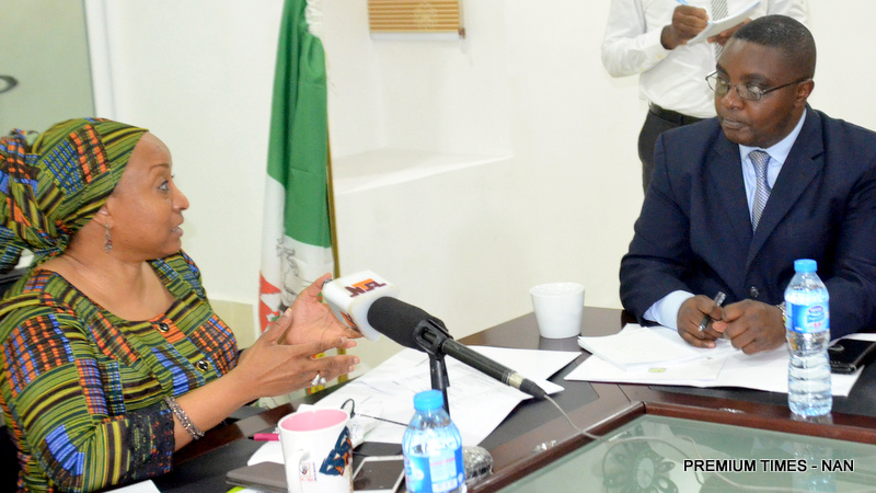 Special Adviser to the President on Social Investment Programme, Mrs Maryam Uwais (L), with Leader of Delegation/Chief of Staff, Ministry of Social Affairs in Democratic Republic of Congo, Prof. John Mugabushaka, during the latter’s visit to conduct a study tour on existing social programme interventions in Nigeria, on Monday in Abuja (5/11/18).