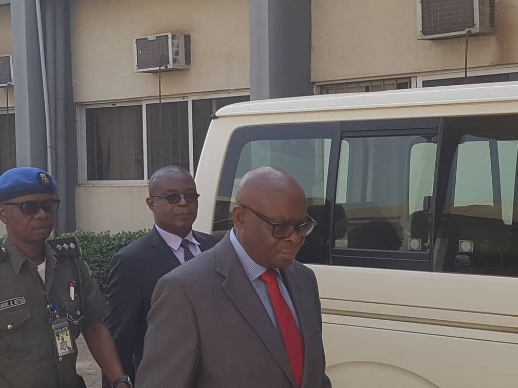 Suspended CJN, Walter Onnoghen arriving the Code of Conduct Tribunal today