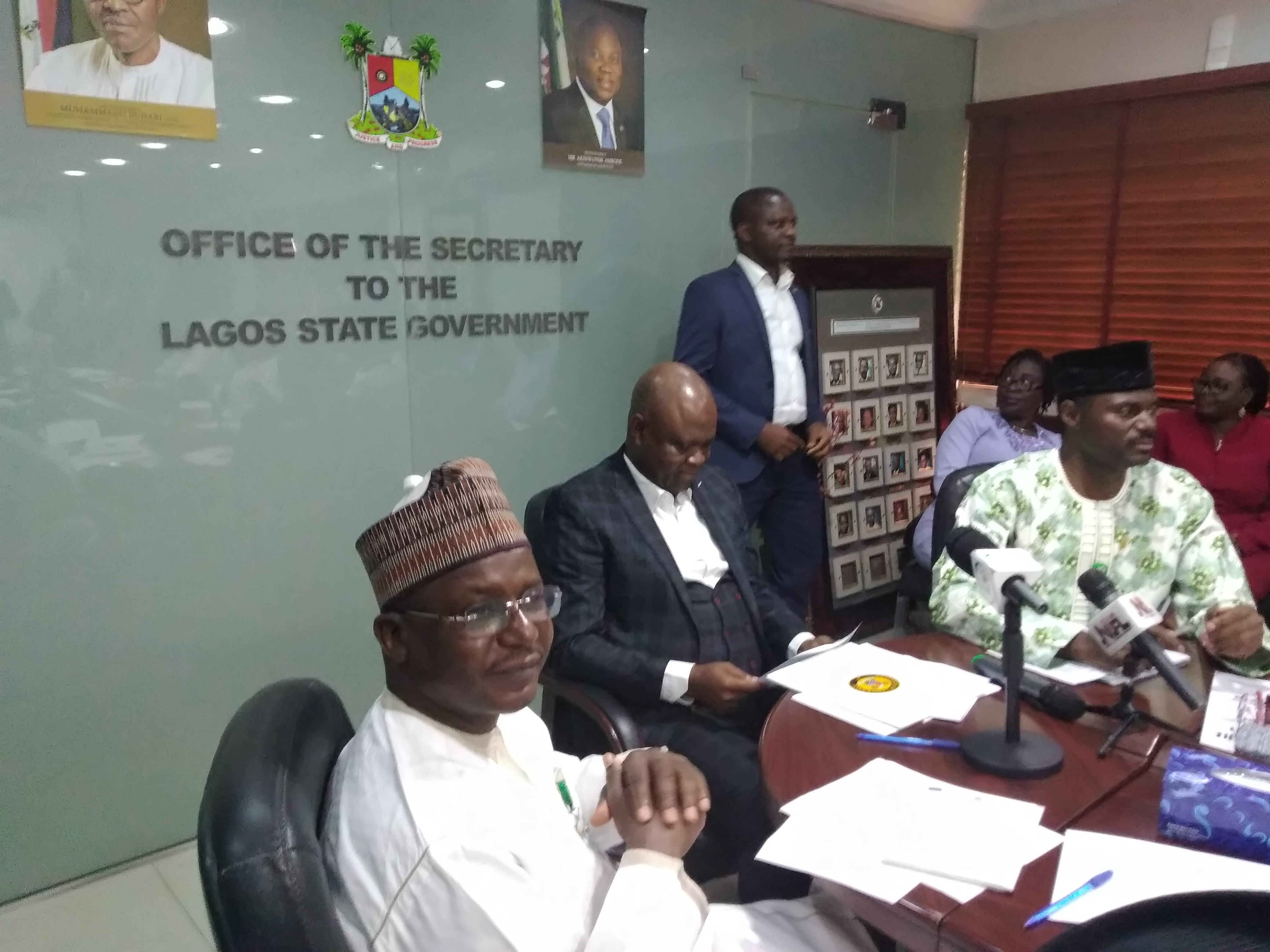 Jide Idris, Lagos state commissioner for health addressing the NIPSS delegation during a meeting on Tuesday.