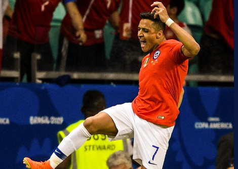 Chile striker, Alexis Sanchez celebrates his goal during Copa America. [PHOTO CREDIT: Twitter handle of Alexis]