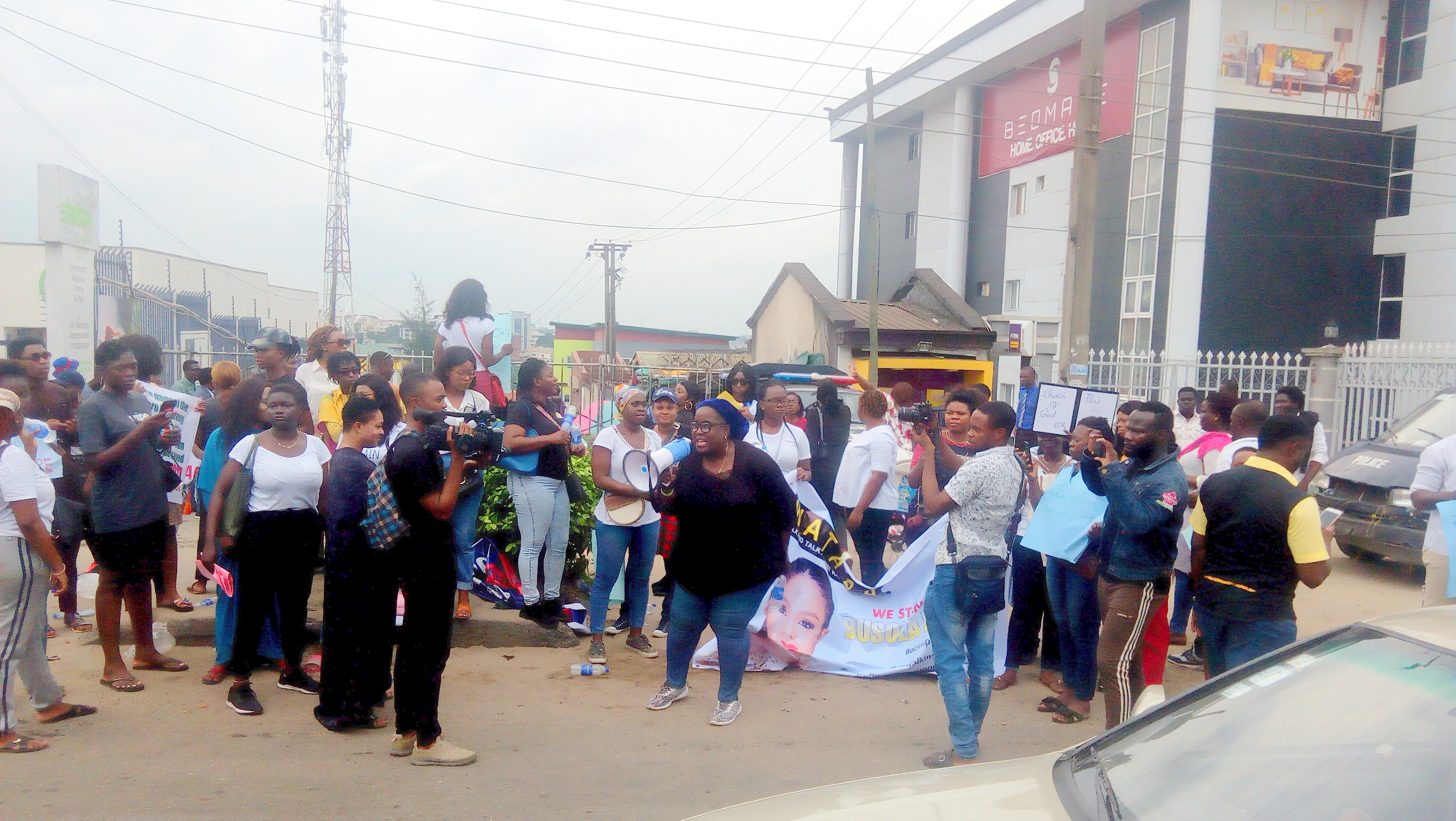 Protesters storm COZA in Lagos, Nigeria.