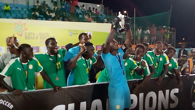 Senegal's beach soccer team win.