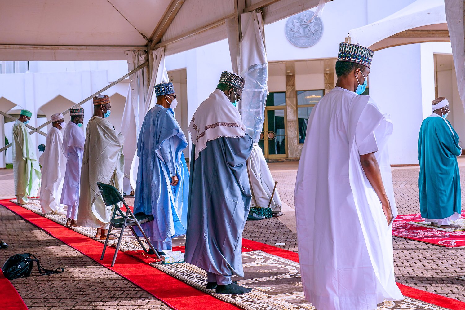 President Muhammadu Buhari observing the religious festival, Eid-ul-Adha.[PHOTO CREDIT: Official Twitter handle of Buhari]
