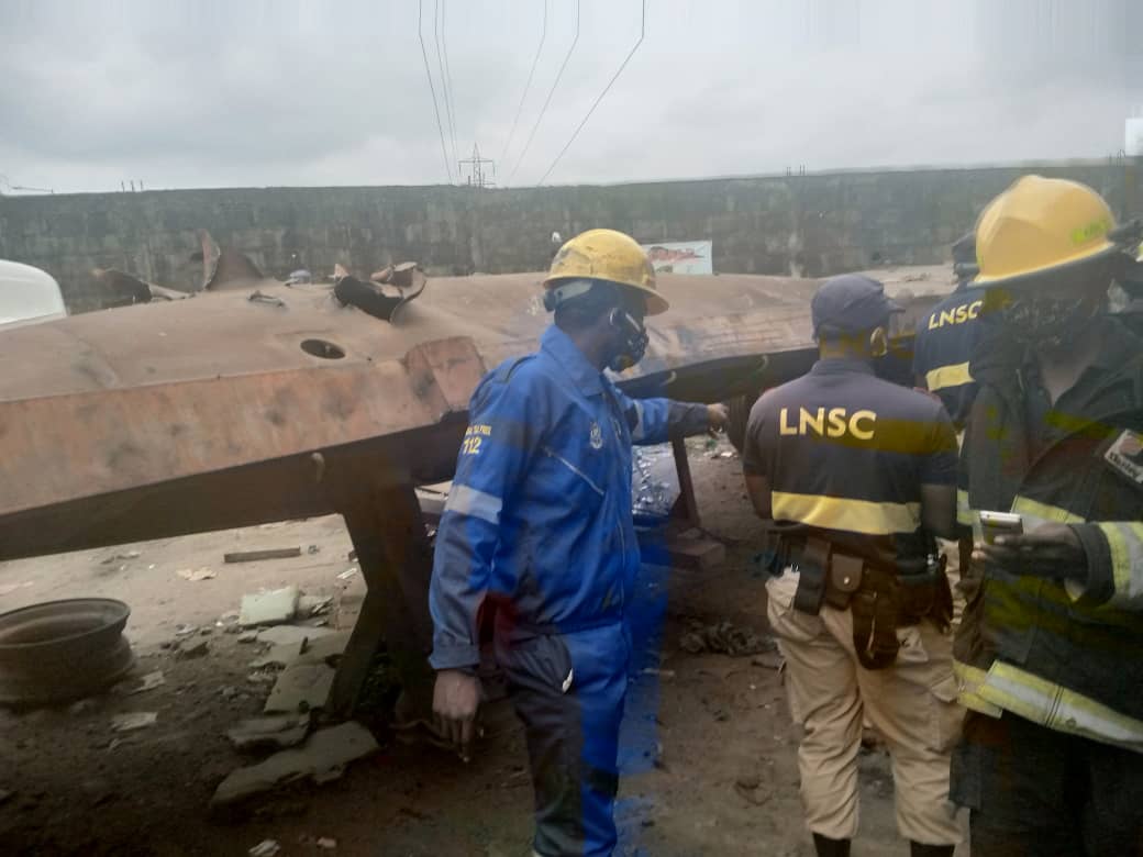 Emergency responders at the explosion site