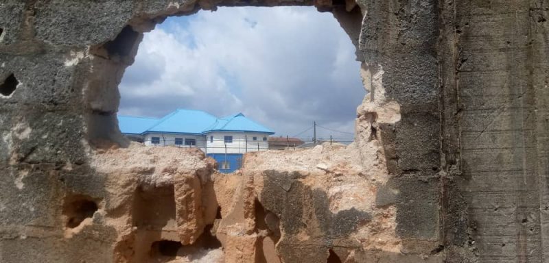 A busted fence during the jailbreak at Oko Prison, Benin