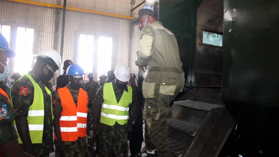 WAR ON TERROR, ANTI BANDITRY OPERATIONS: Gen Buratai Tours Command Engineering Depot Kaduna. [PHOTO CREDIT: Twitter handle of the Nigerian Army]