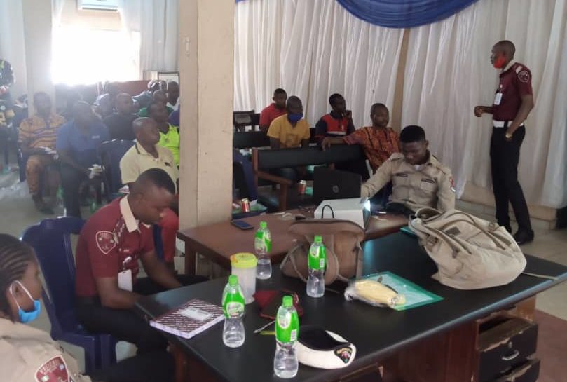 Peace Mass Transit drivers attending a training session by the FRSC in Enugu.