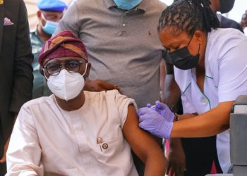 Lagos State Governor and the Incident commander, Mr. Babajide Sanwo-Olu receives the COVID-19 Vaccine at the Infectious Disease Hospital (IDH), Yaba, on Friday, March 12, 2021.