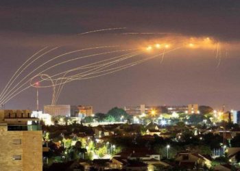 Iron Dome in action. Barrage of rockets being fired into central & southern Israel [PHOTO CREDIT: @IDF]