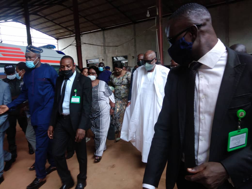 Rotimi Akeredolu, Ondo governor arrives T.B Joshua's burial ceremony.