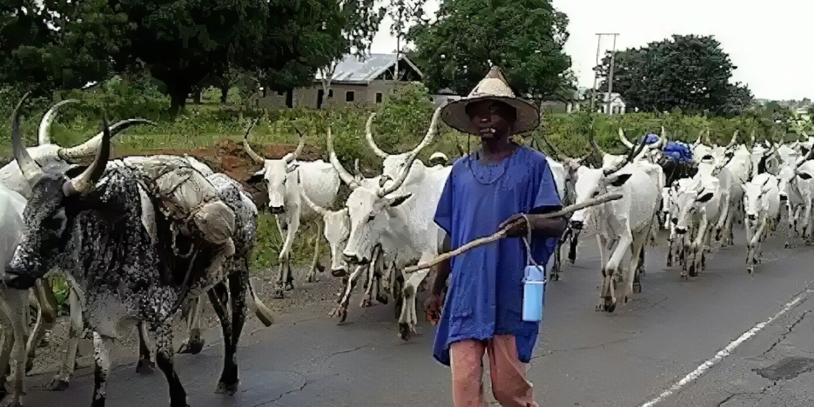 A cattle herder and rustling his cows