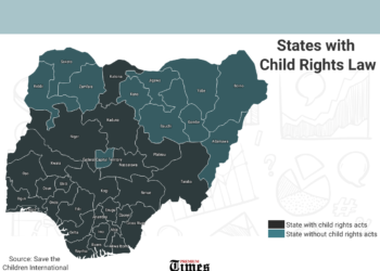 Infographic showing states with child rights law.