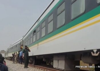 Rotimi Amaechi inspecting the scene of the terrorist attack on passengers aboard the Abuja Kaduna train