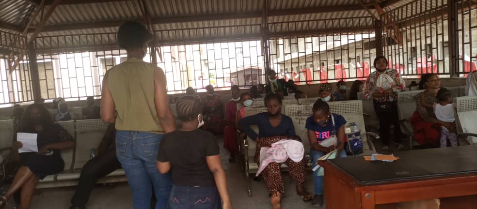 Patients at the waiting area of the ward.