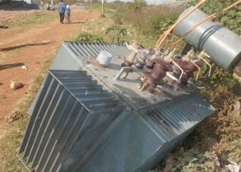 A vandalised electricity transformer used to illustrate the story