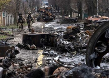 The destruction of Bucha in Ukraine by the Russian forces. Picture credit: Rodrigo Abd/AP