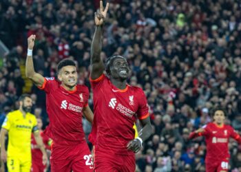 Sadio Mane of Liverpool celebrating his goal against Villareal. [CREDIT: Twitter page of Liverpool FC]