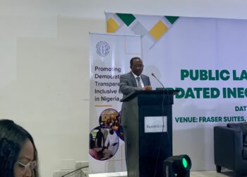Kunle Ajayi, INEC’s National Commissioner and Chairman, outreach and partnership committee (OPC), representing the commission’s chairman at the launch