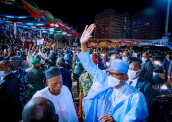 President Muhammadu Buhari and others at the venue of the APC convention