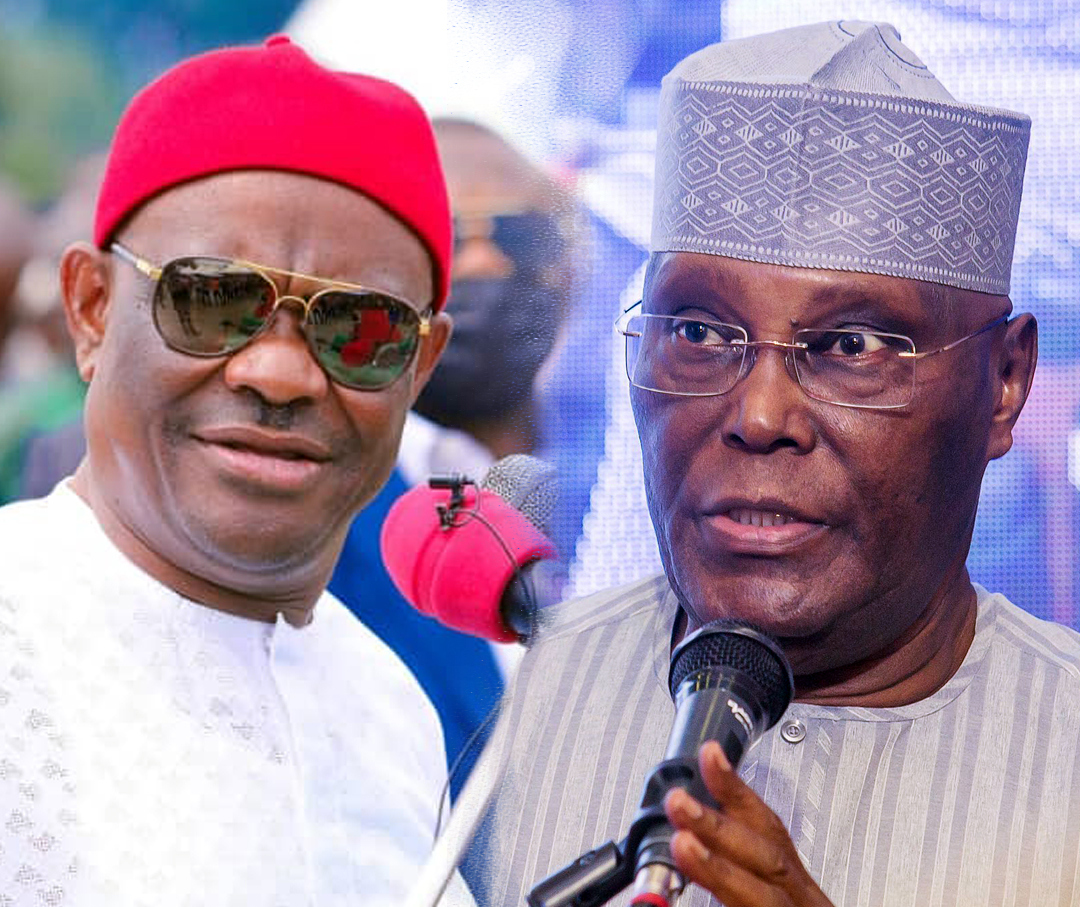 Rivers state governor Nyesom Wike and former vice president of Nigeria and PDP candidate for 2023 presidential elections, Atiku Abubakar.