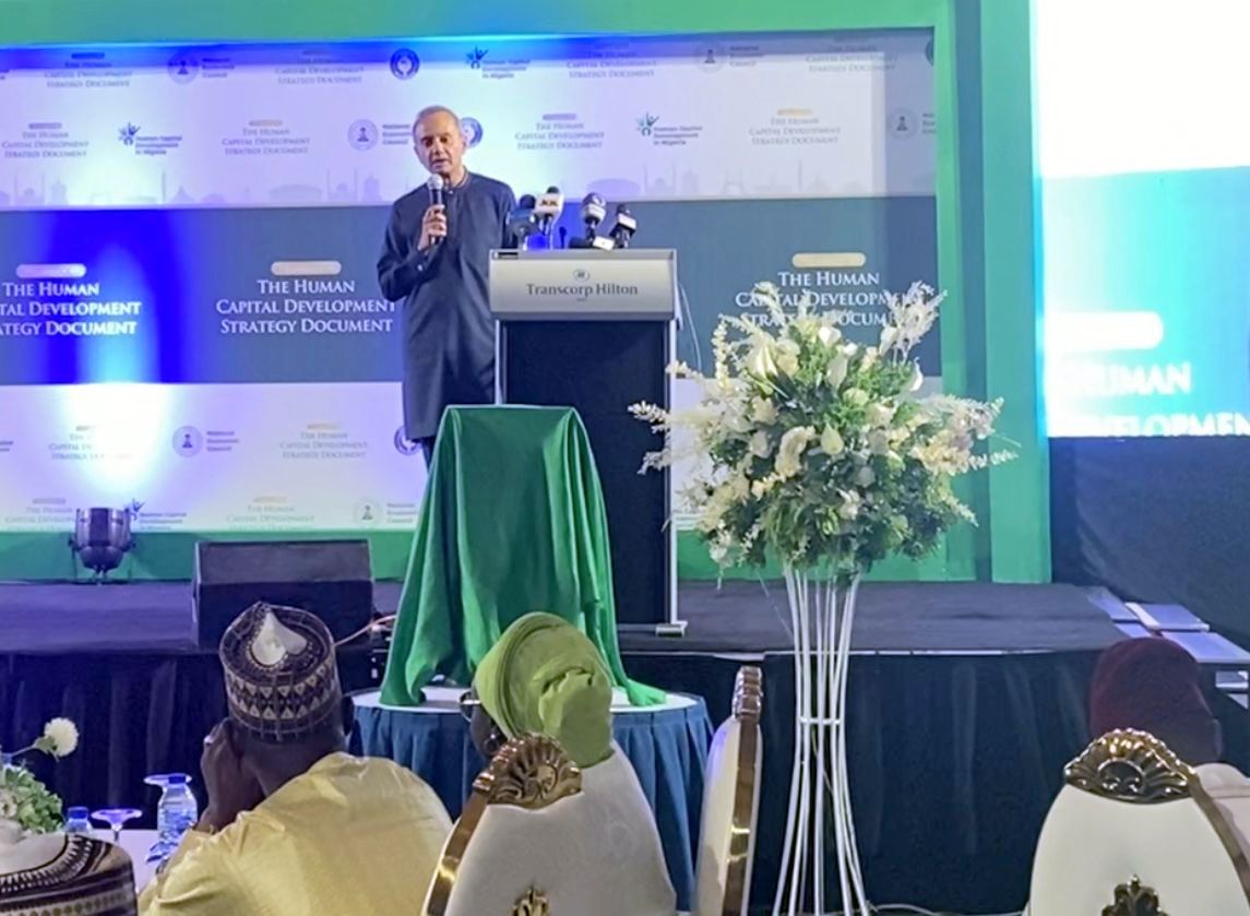 World Bank Country Director for Nigeria, Shubham Chaudhuri, while delivering his remarks at the HCD strategy document launching ceremony in Abuja.