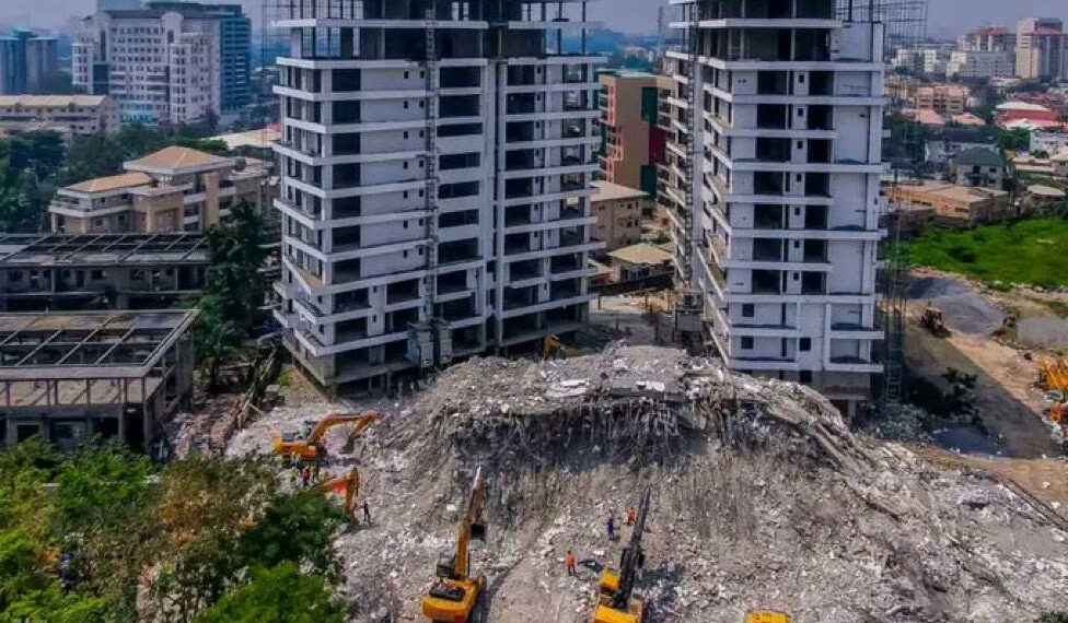 The remaining buildings on the land where the 21-storey building collapsed on Gerrard Road,