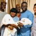 JJC, Funke Akindele flanked by their children during the twins' christening