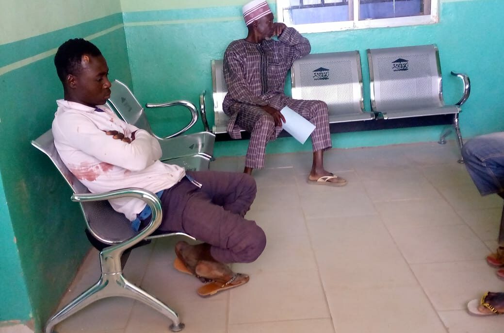 Suraja Mohammed waiting for a doctor to attend to him at Dajin PHC, Bauchi. [Kabir Yusuf/Premium Times]