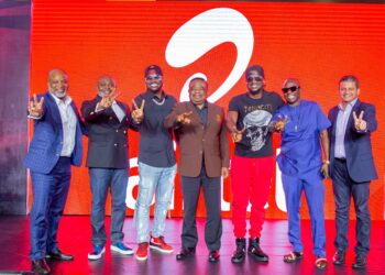 L-R: Chief Executive Officer, Fame Studio Africa, Akin Salami; Vice President, Corporate Communications & CSR, Airtel Africa PLC, Emeka Oparah; Music Artist, Paul Okoye (Psquare); Chairman, Copyright Society of Nigeria COSON, Chief Tony Okoroji; Music Artist, Peter Okoye (Psquare); Founder/Chief Executive Officer, HIP TV, Ayo Animashaun and Head, Brand Research and Communications, Airtel Africa, Nandu Buty, during the press conference to announce the commencement of The Voice Africa in Lagos yesterday
