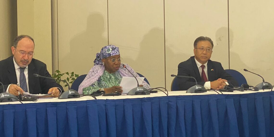 L-R: Tawfik Jelassi, ADG UNESCO; Hajo Sani permanent delegate Nigeria to UNESCO; Ciu Jianchun, China ambassador to Nigeria PhotoCredit: Chiamaka Okafor/PT