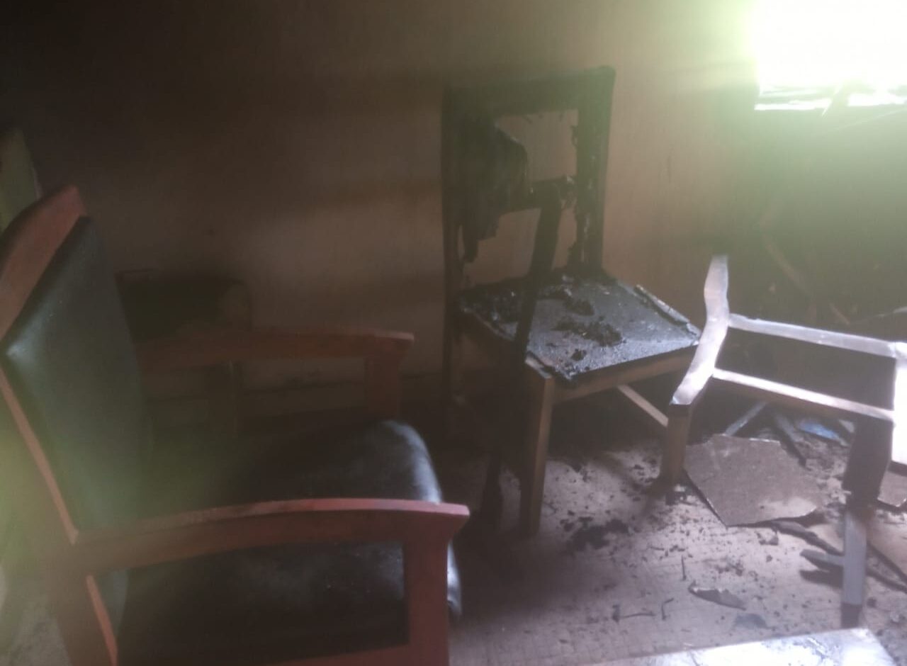 Chairs preserved at the INEC conference room destroyed by the fire