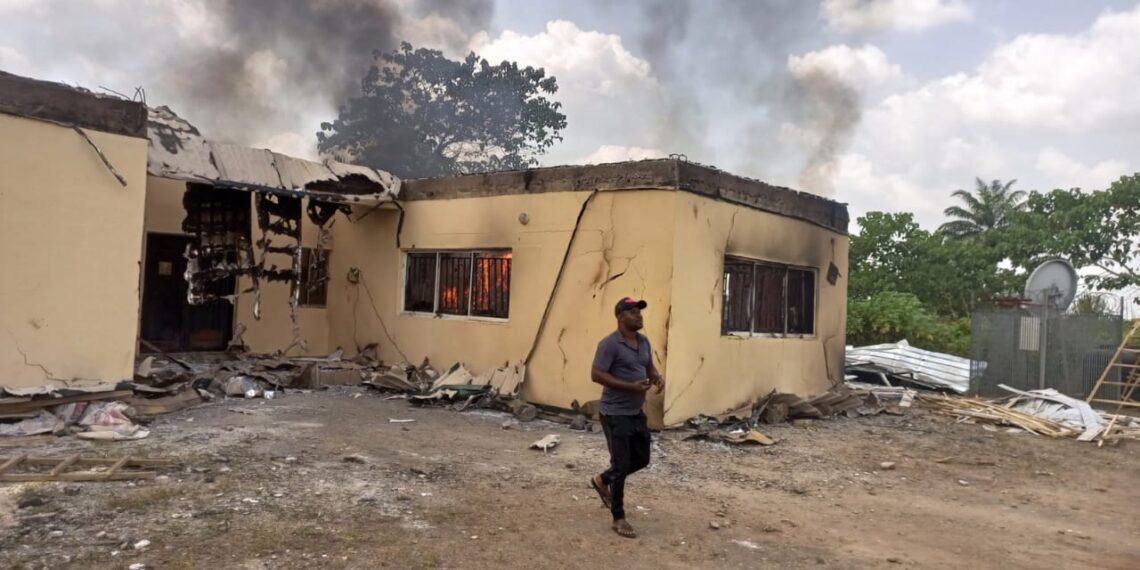 The local office of the Independent National Electoral Commission (INEC) that was set ablaze
